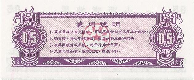 Китай, рисовые деньги,0,5цзинь, Шаньси, 1976г. UNC 1