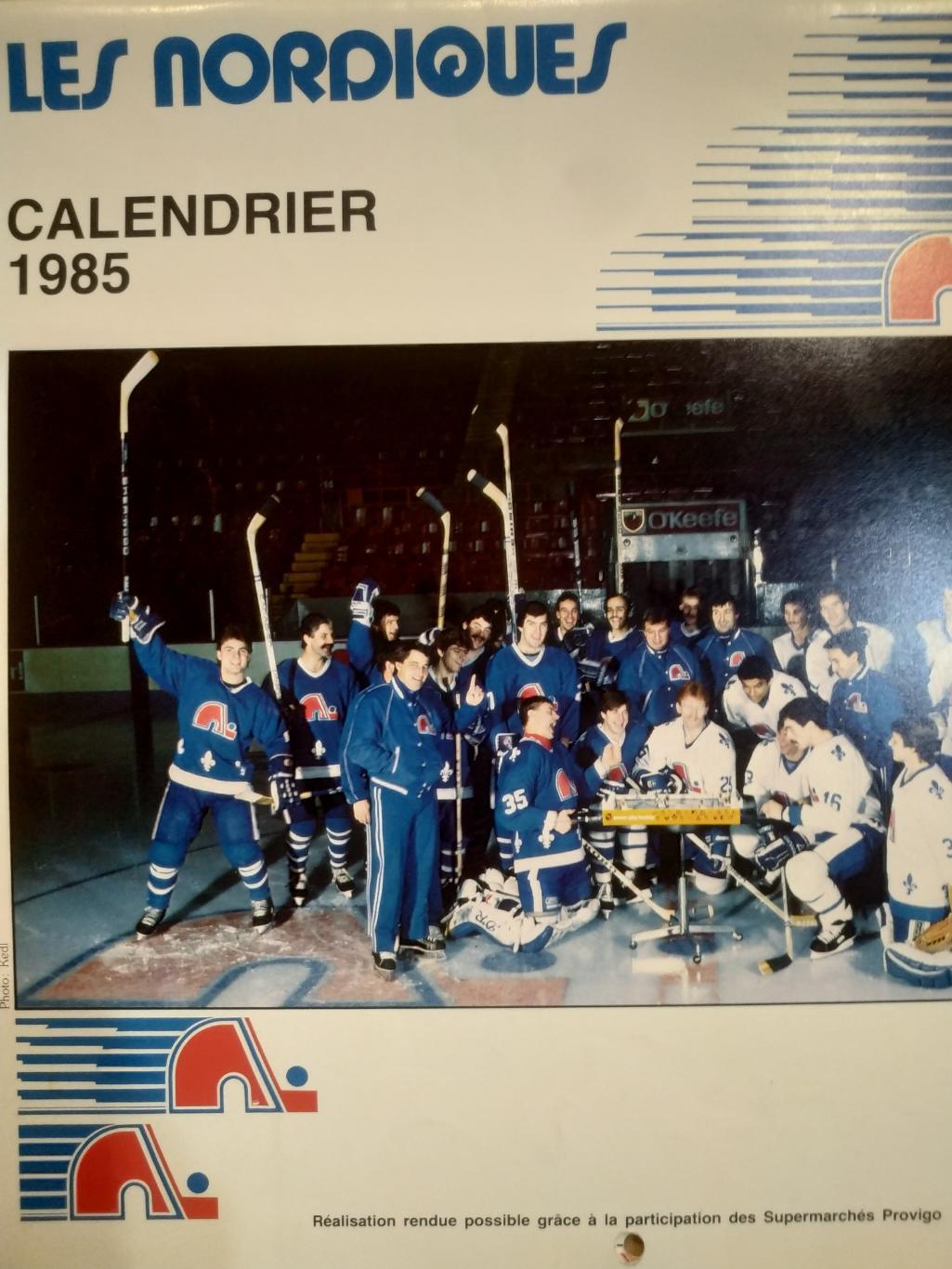 ХОККЕЙ КАЛЕНДАРЬ НХЛ КВЕБЕК НОРДИКС 1985 NHL LES NORDIQUES OFFICIAL CALENDAR