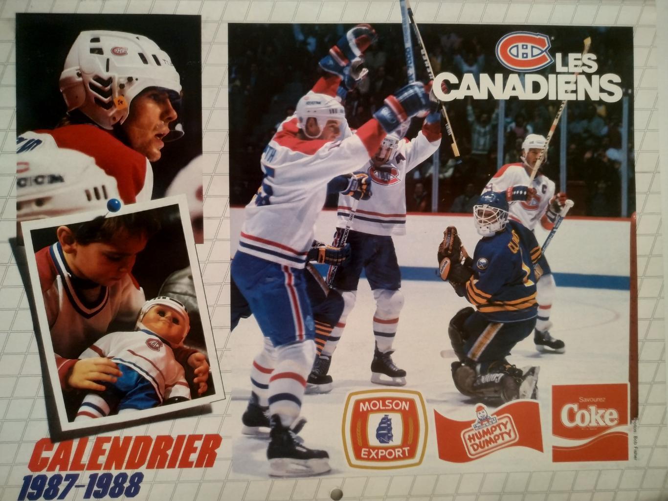 ХОККЕЙ КАЛЕНДАРЬ НХЛ КАНАДИЕНС 1987-1988 NHL LES CANADIENS OFFICIAL CALENDAR