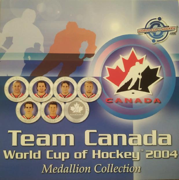 ХОККЕЙ НАБОР МЕДАЛЬОН КАНАДА 2004 КУБОК МИРА NHL TEAM CANADA WORLD CUP MEDALLION