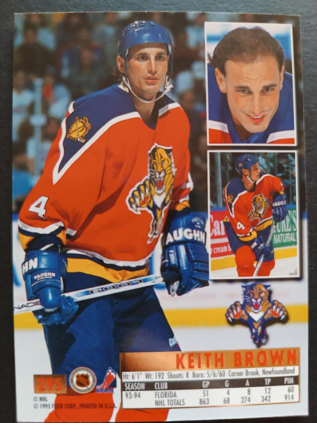 ХОККЕЙ КАРТОЧКА НХЛ FLEER ULTRA 1994-95 NHL KEITH BROWNFLORIDA PANTHERS #295 1