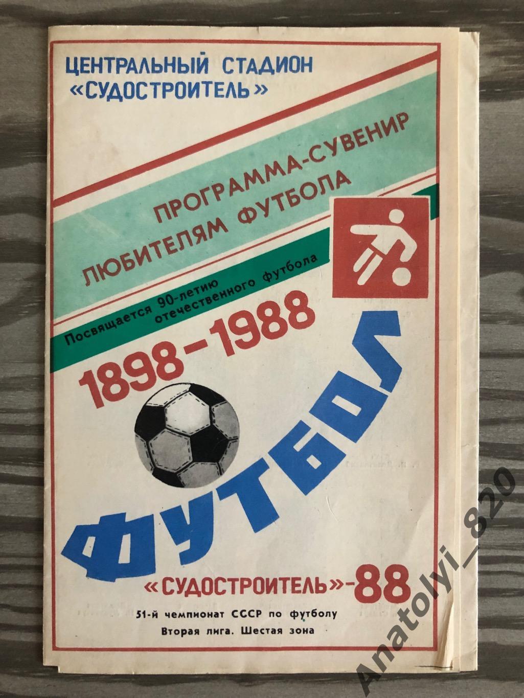 Судостроитель Николаев, программа сувенир 1988 год