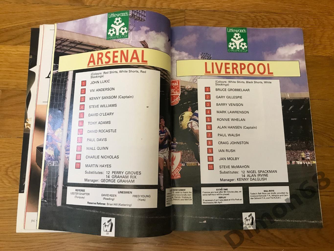 официальная программа к финалу кубка англии ливерпуль арсенал 1987г 5