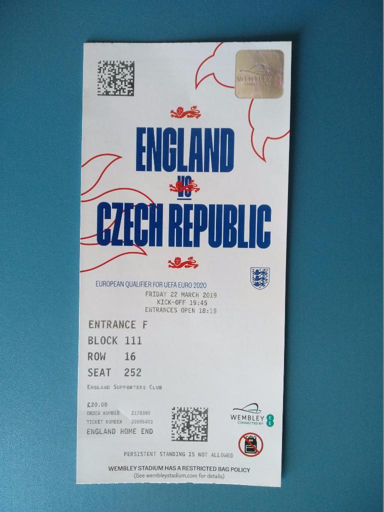 Англия - Чехия 2019