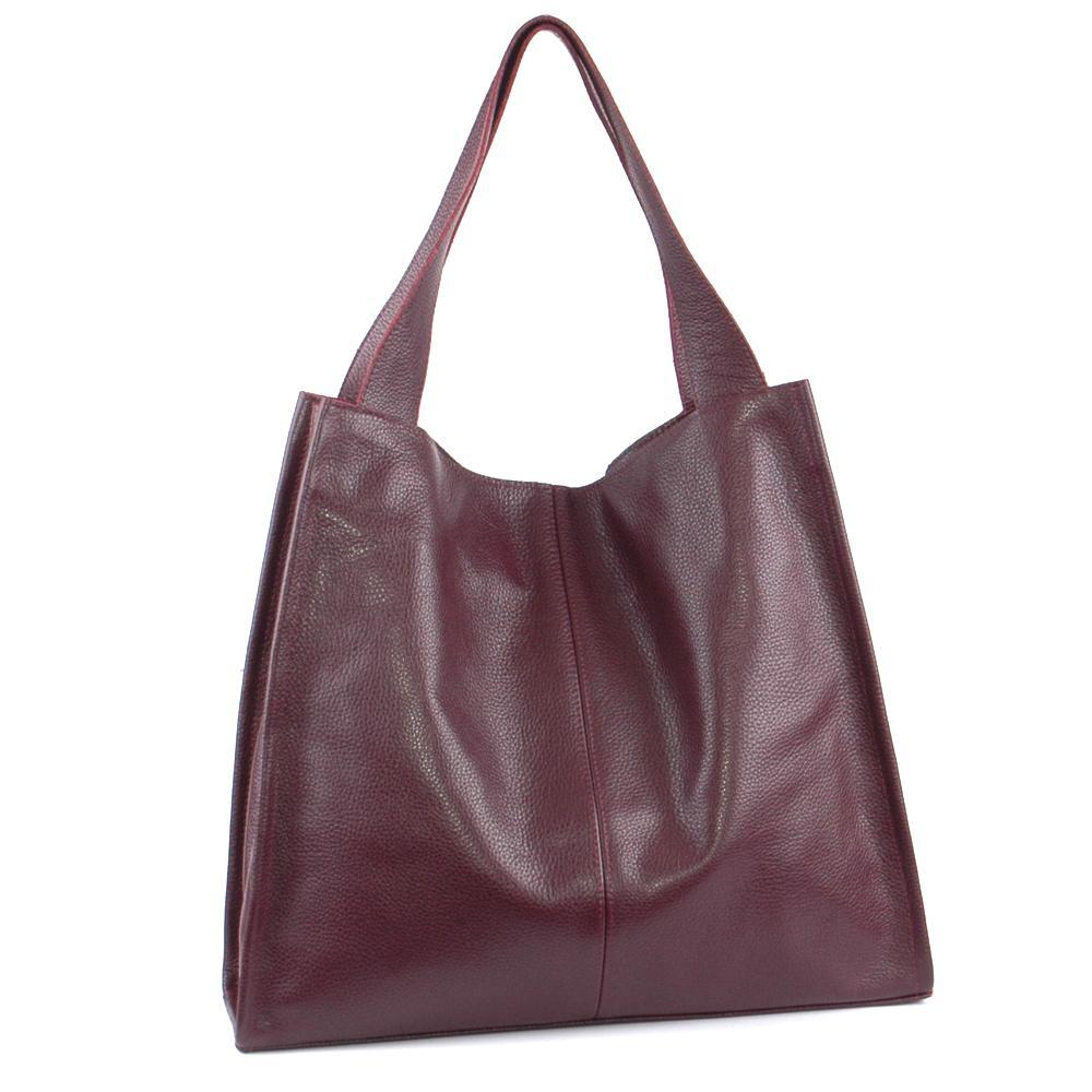 Женская кожаная сумка-шопер 12 виноградный флотар. 1