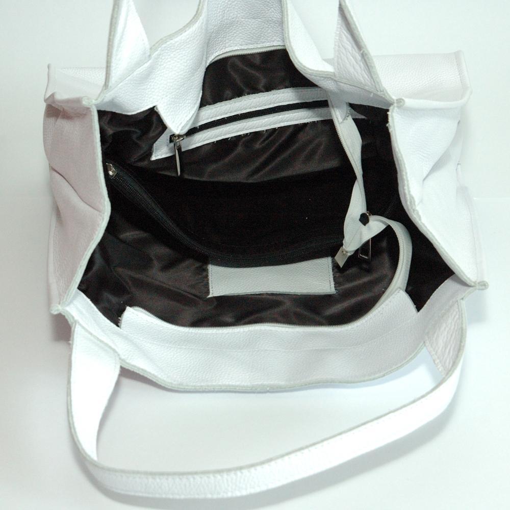 Женская кожаная сумка-шопер 12 белый флотар. 2