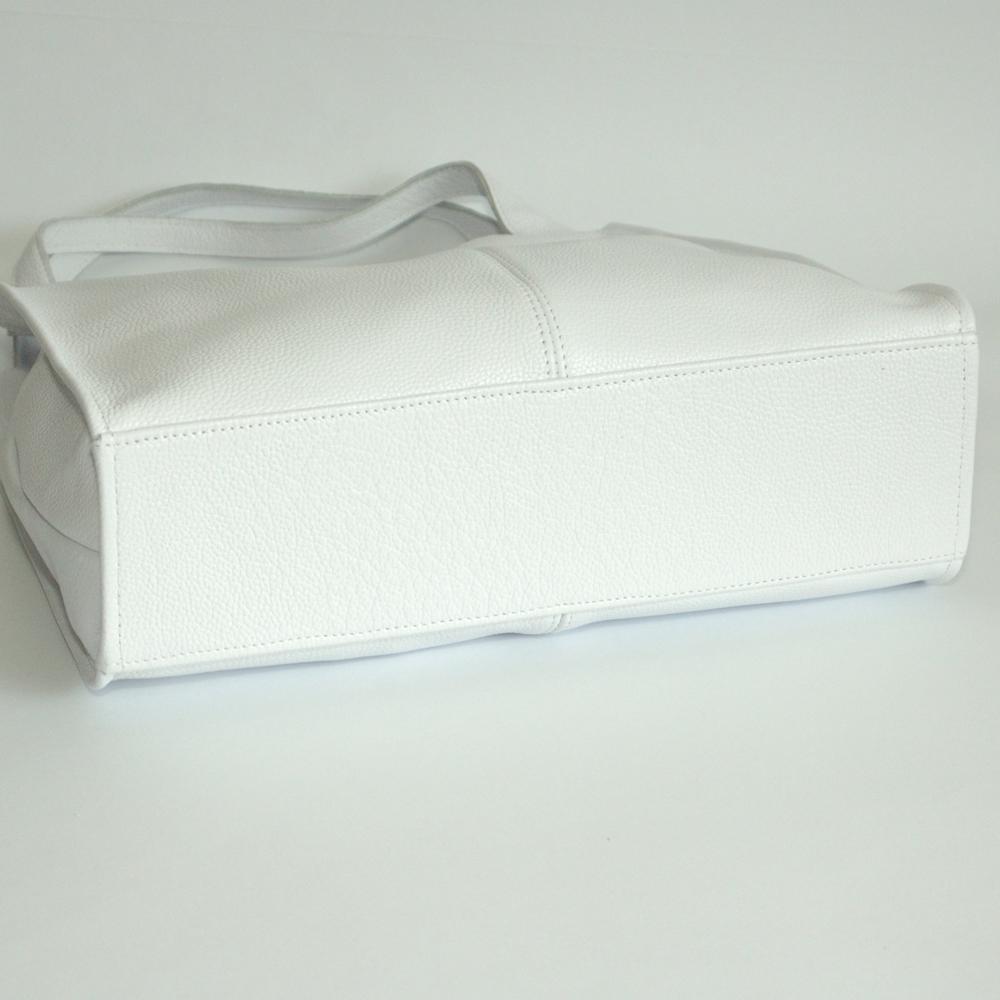 Женская кожаная сумка-шопер 12 белый флотар. 5