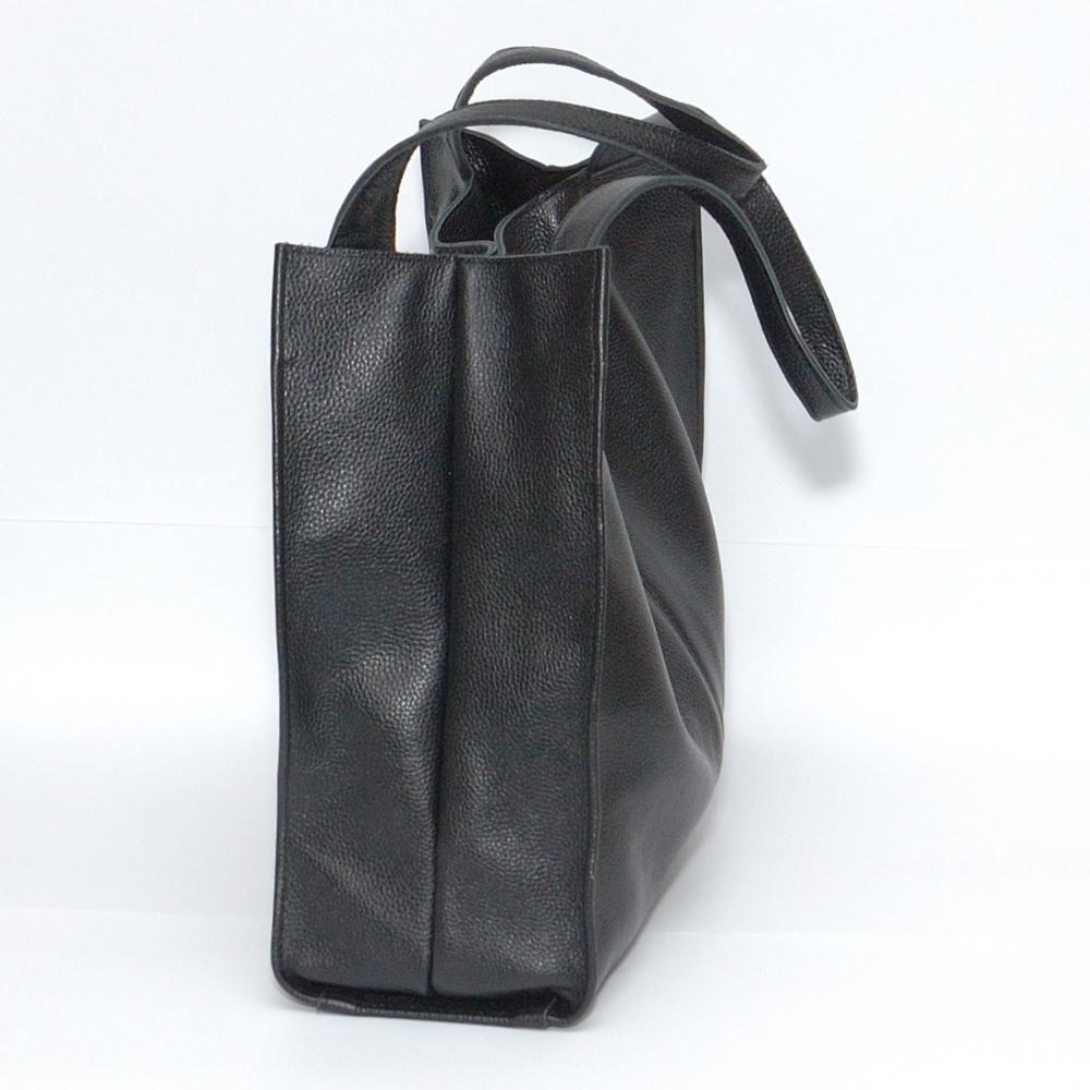 Женская кожаная сумка-шопер 12 чёрный флотар. 1