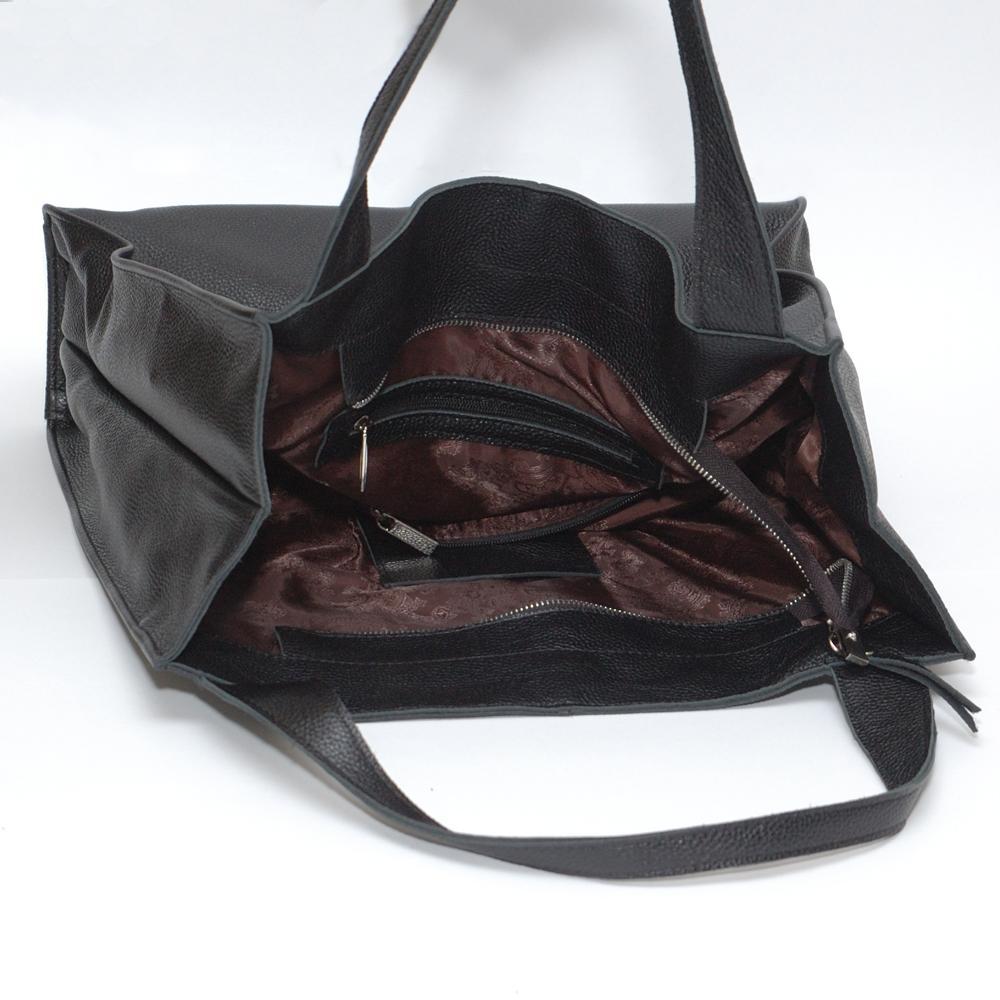 Женская кожаная сумка-шопер 12 чёрный флотар. 2