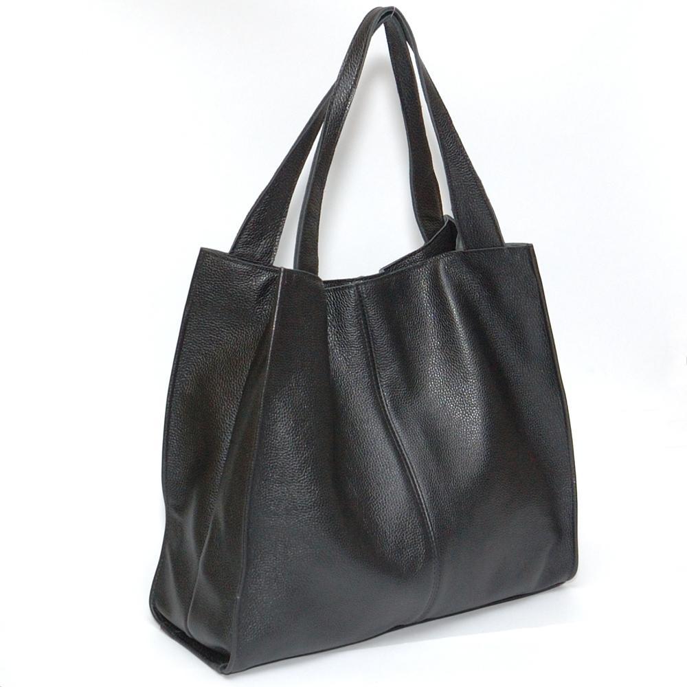 Женская кожаная сумка-шопер 12 чёрный флотар. 3
