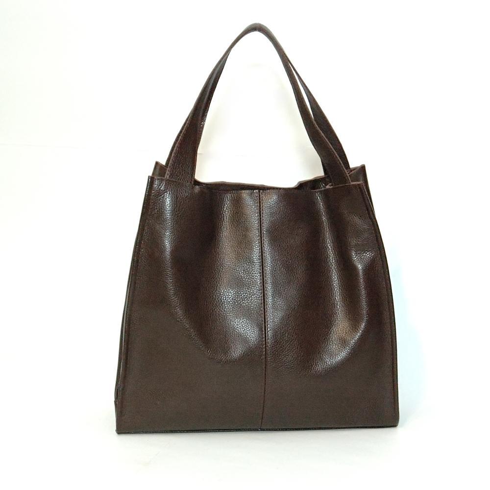 Женская кожаная сумка-шопер 12 шоколадный флотар.