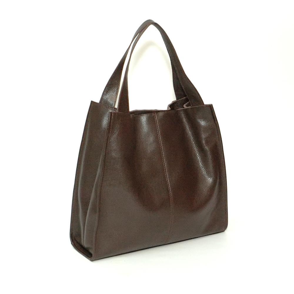 Женская кожаная сумка-шопер 12 шоколадный флотар. 1