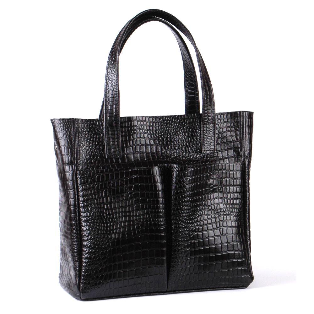 Женская кожаная сумка чёрный кайман (М2).