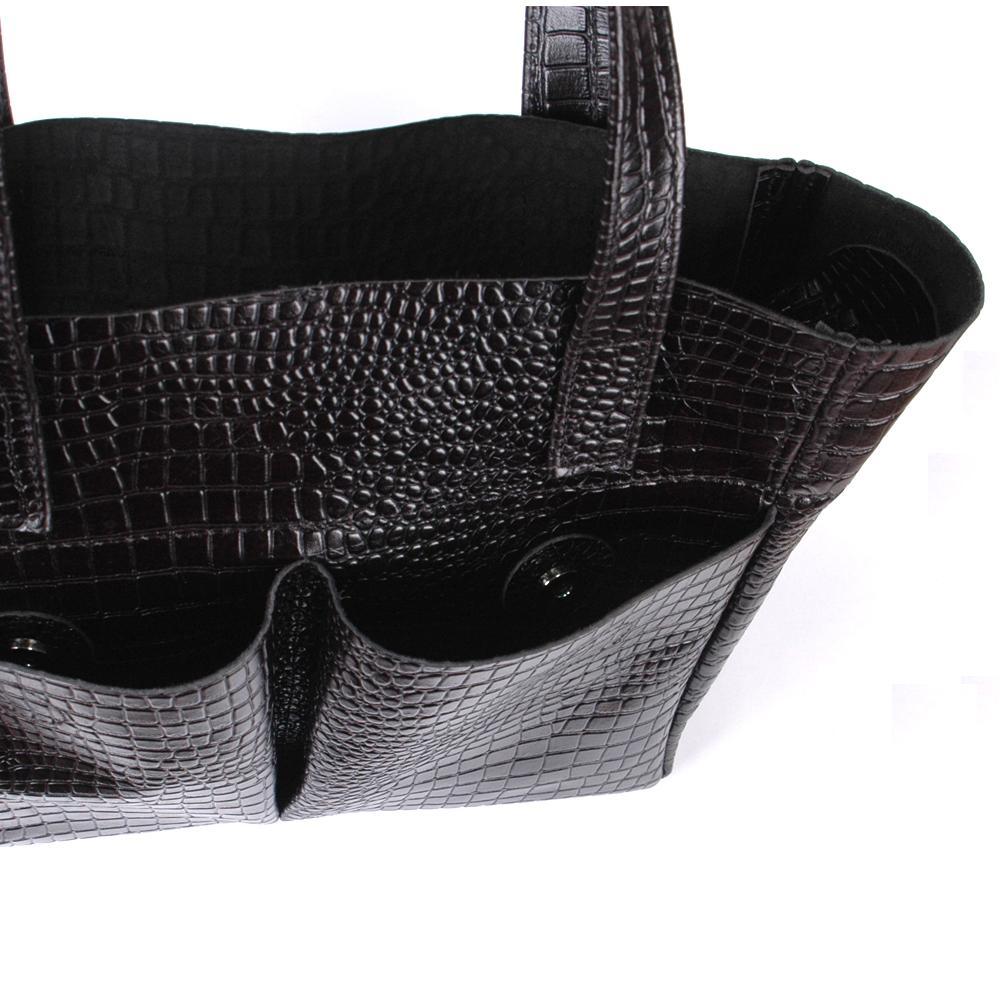 Женская кожаная сумка чёрный кайман (М2). 2