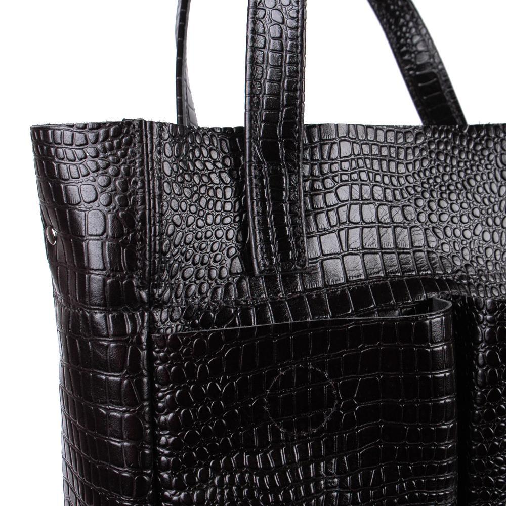 Женская кожаная сумка чёрный кайман (М2). 3