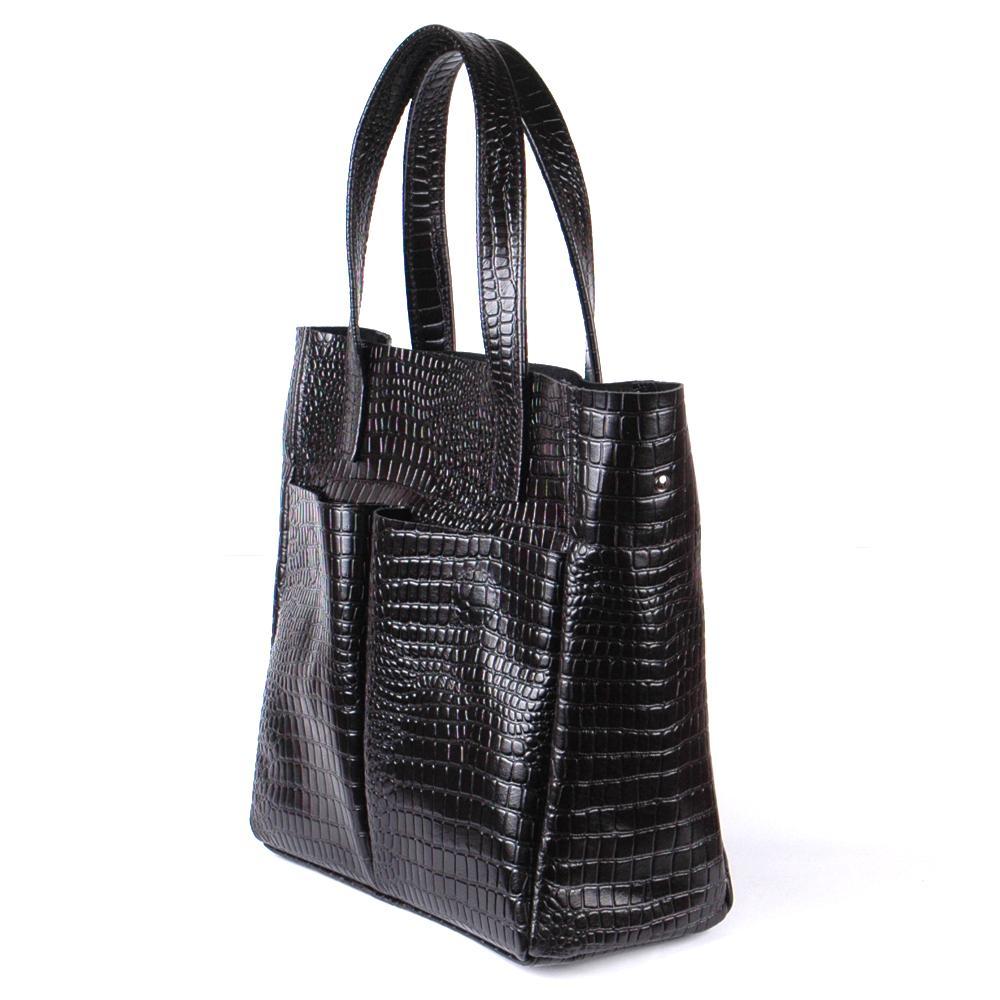 Женская кожаная сумка чёрный кайман (М2). 5