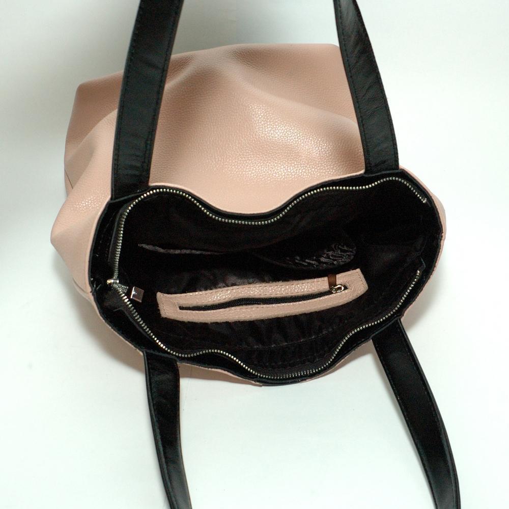 Женская кожаная сумка бежевый наплак М27 3