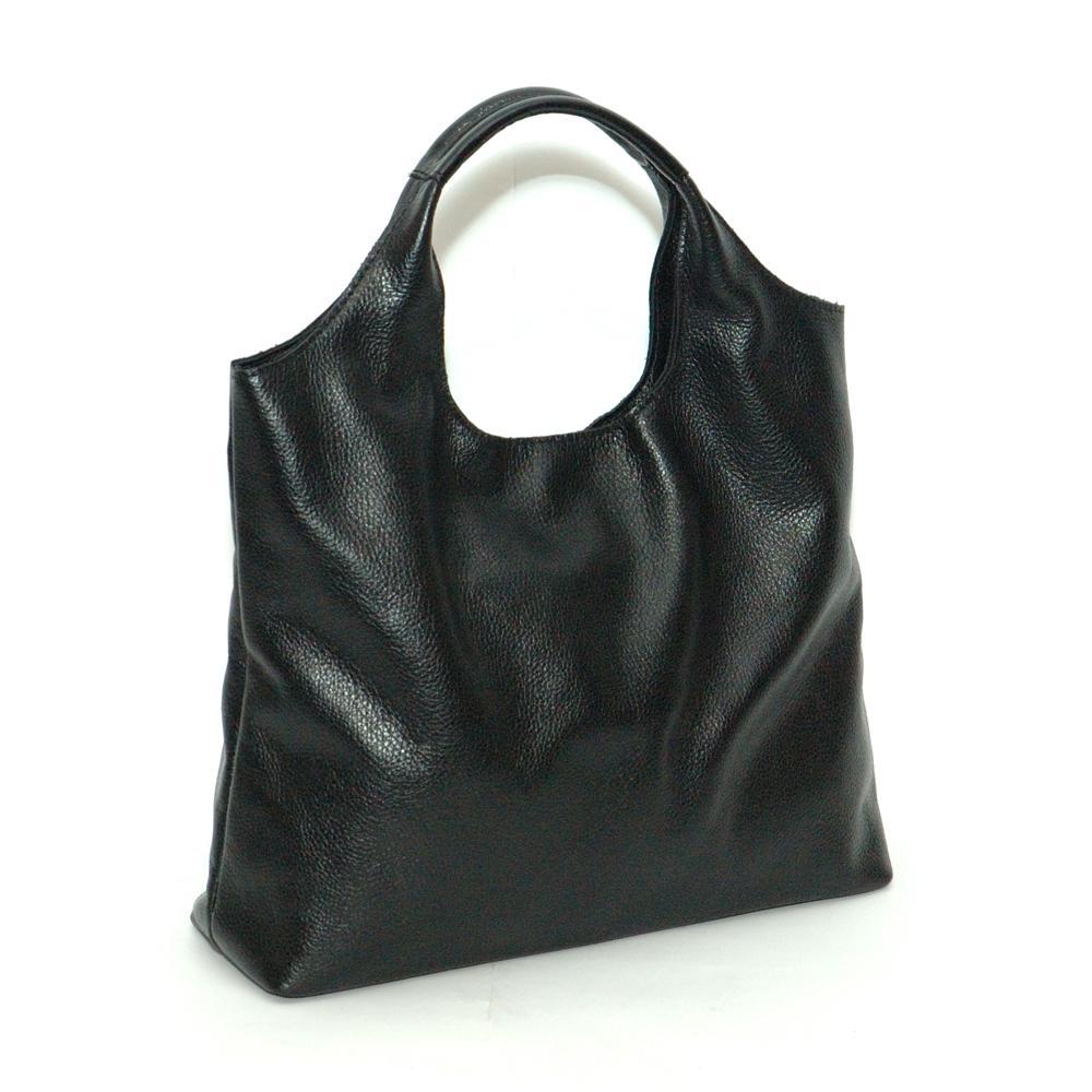 Женская сумка-хобо из натуральной кожи чёрный флотар. (М15).