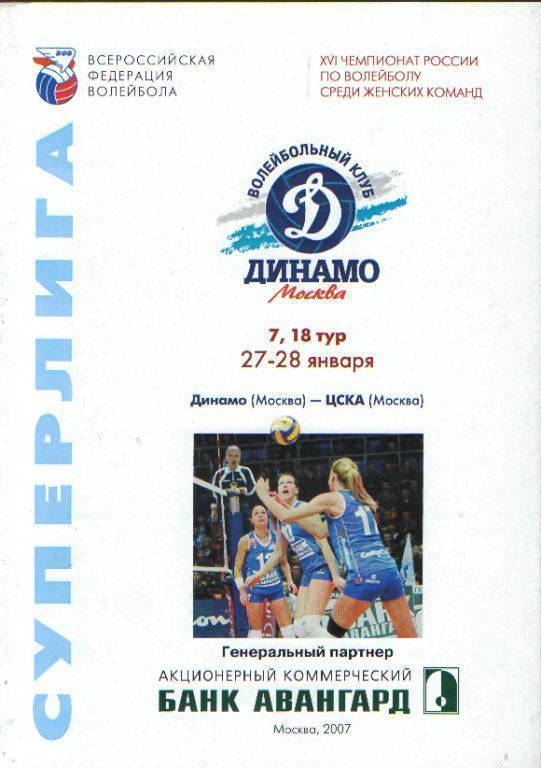 Волейболж: Динамо(Москва)-ЦСКА (Москва)-27-2 8.1.2007