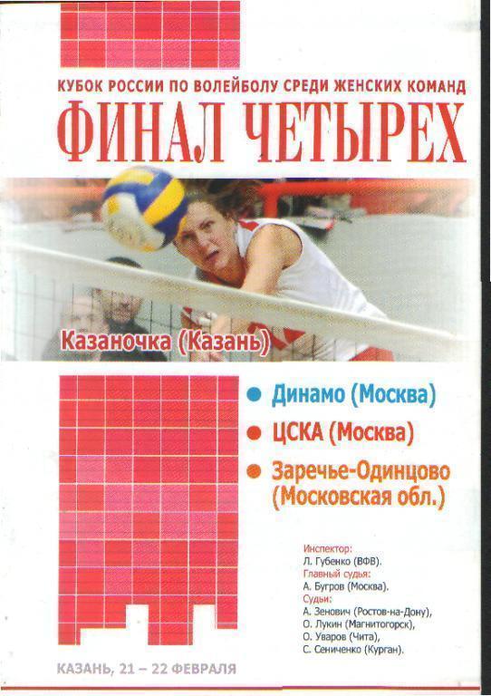 Волейболж: КАЗАНЬ,Динамо (Москва),ЦСКА, ОДИНЦОВО-февр 2007(КУБОК,ФИНАЛ)