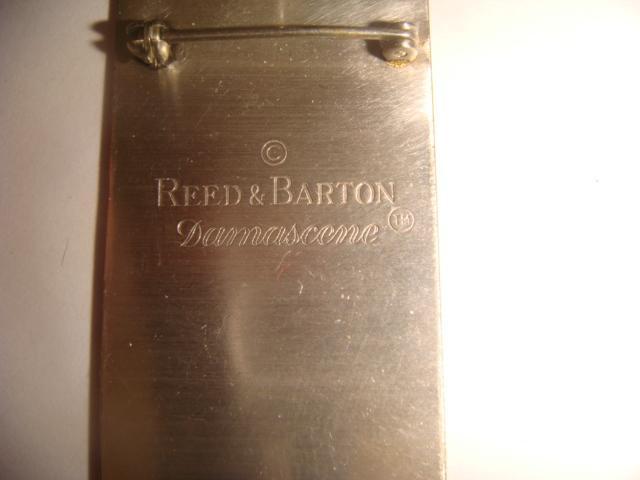 Брошь кулон Damascene Reed&Barton винтаж серебро, позолота. 1950 год. 3
