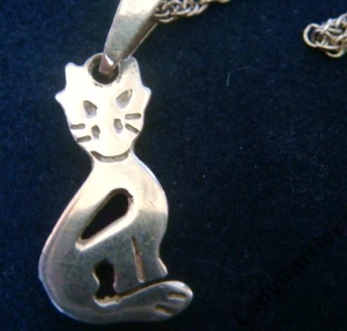 Кулон серебро кошка на цепочке