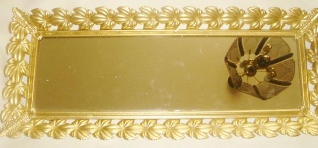 Поднос для туалетного столика с зеркалом бронза листья 1930х годов. 1