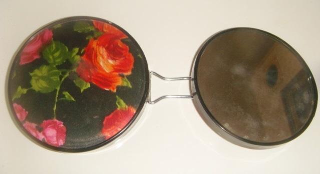 Пудренница двойное зеркало ткань розы Япония 50-60 х годов. 2