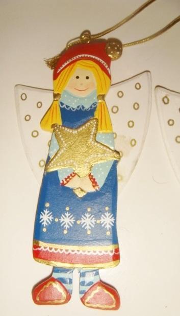 Елочная игрушка Ангел дерево Финляндия 80х годов 1