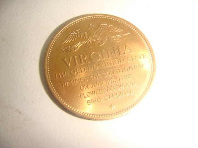 Монета бронза штат Вирджиния 1