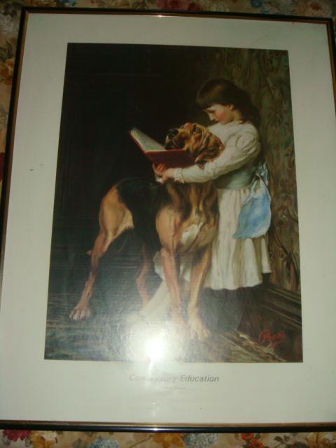 Постер девочка с собакой Англия винтаж 90 х годов