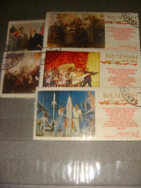 Альбом для марок и марки Ленин 10 шт в искусстве винтаж 1970 х годов 3