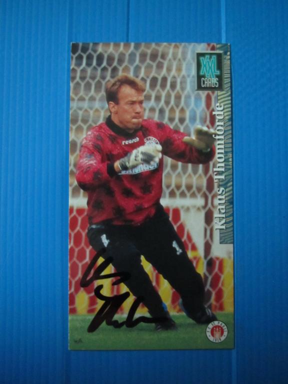карточка Клаус Томфорде Панини XXL Fussball 1995-1996 Германия автограф