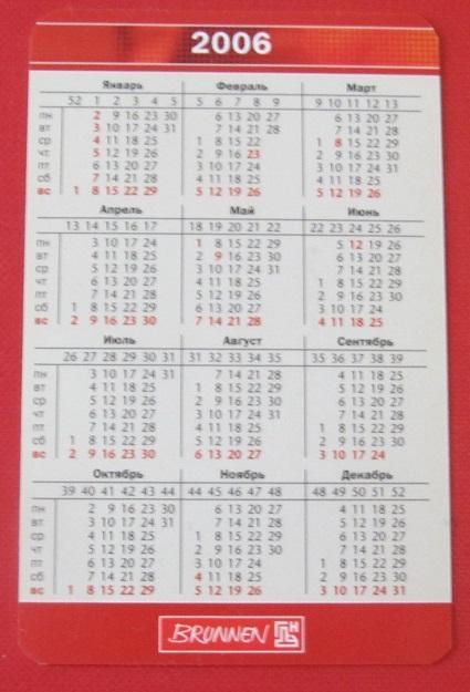 2006 календарик ежегодник Бруннен Германия 1