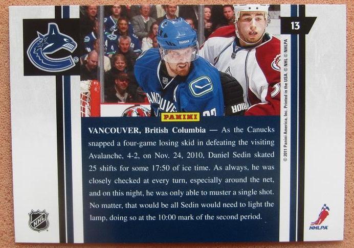 НХЛ Даниэль Седин Ванкувер Кэнакс № 13 1