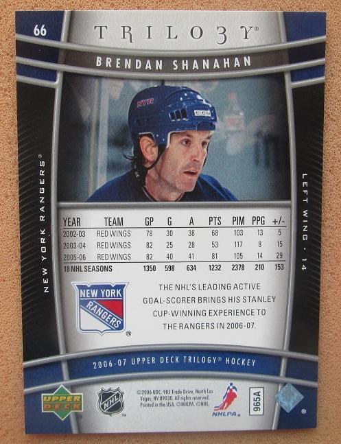 НХЛ Брендан Шэнахэн Нью-Йорк Рейнджерс № 66 1