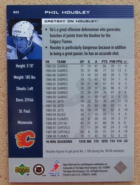 НХЛ Фил Хаусли Калгари Флэймз № 30 1