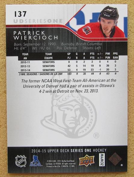 НХЛ Патрик Уиркош Оттава Сенаторз № 137 1