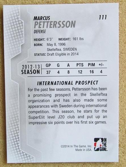 НХЛ Маркус Петтерссон Швеция № 111 1