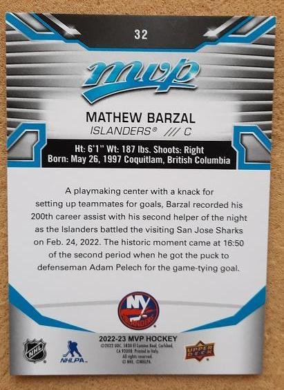 НХЛ Мэтью Барзал Нью-Йорк Айлендерс № 32 1