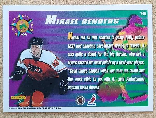 НХЛ Микаэль Ренберг Филадельфия Флайерз № 249 1