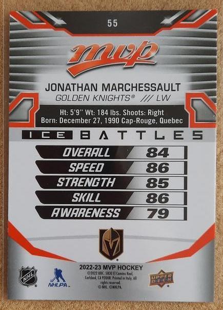 НХЛ Жонатан Маршессо Вегас Голден Найтс № 55 1