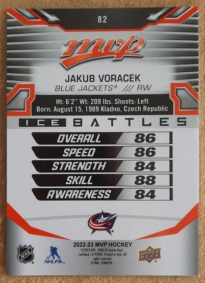 НХЛ Якуб Ворачек Коламбус Блю Джекетс № 82 1
