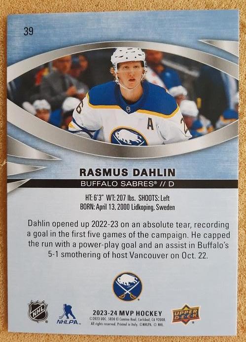НХЛ Расмус Далин Баффало Сейбрз № 39 1