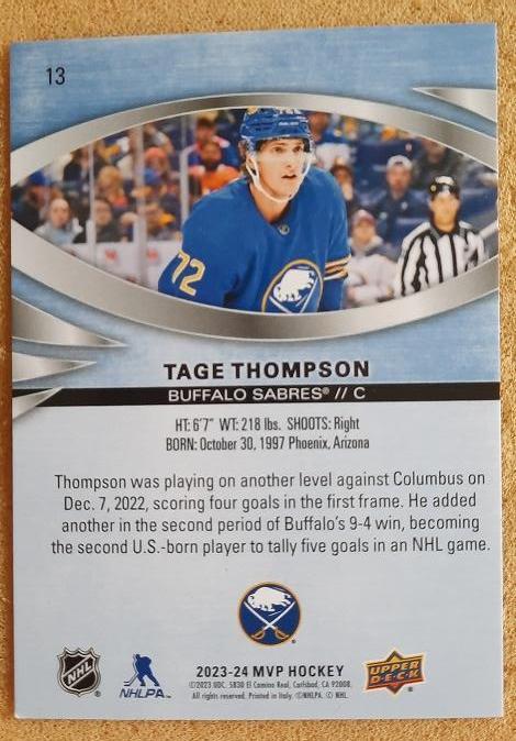НХЛ Тэйдж Томпсон Баффало Сейбрз № 13 1