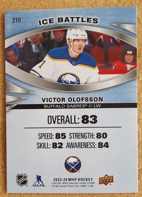 НХЛ Виктор Олофссон Баффало Сейбрз № 210 айс 1