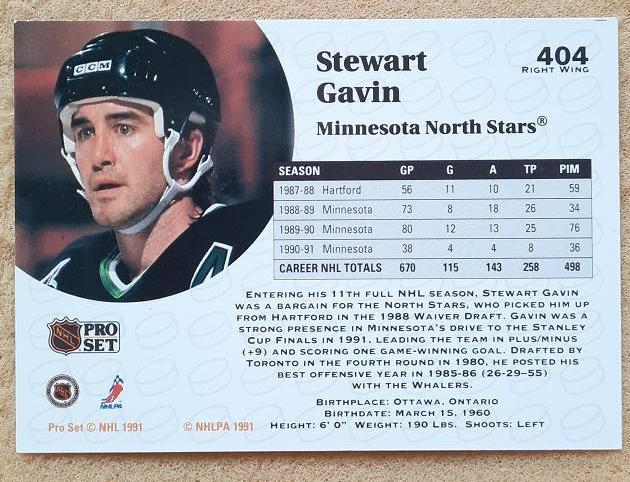 НХЛ Стюарт Гавин Миннесота Норт Старз № 404 1