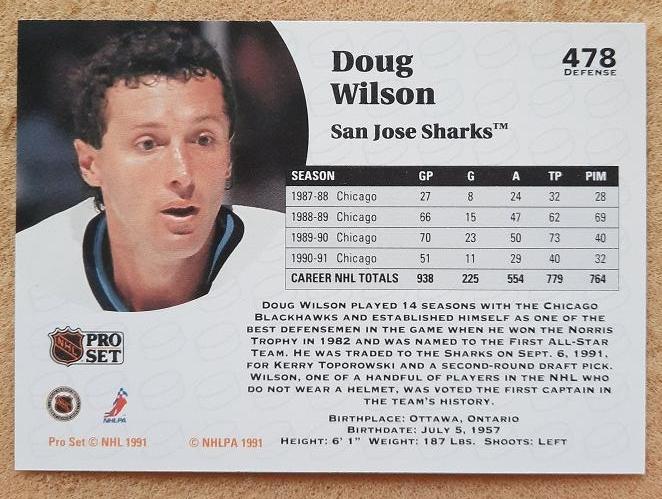 НХЛ Дуг Уилсон Сан-Хосе Шаркс № 478 1