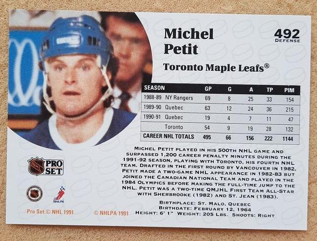 НХЛ Мишель Пети Торонто Мэйпл Лифс № 492 1