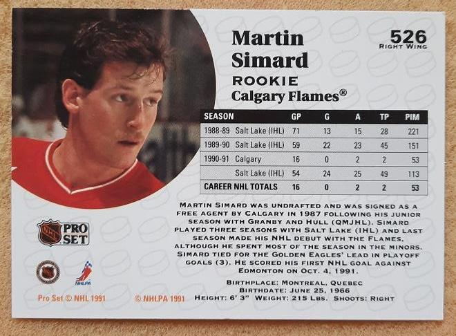 НХЛ Мартин Симард Калгари Флэймз № 526 1